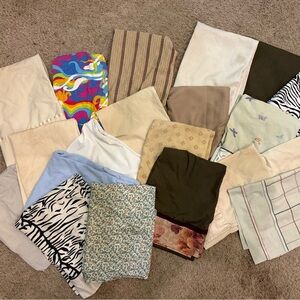 Variety of 20 Assorted Standard Size Pillowcases